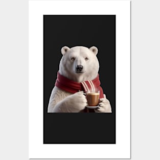 Polar bear drinking coffee Posters and Art